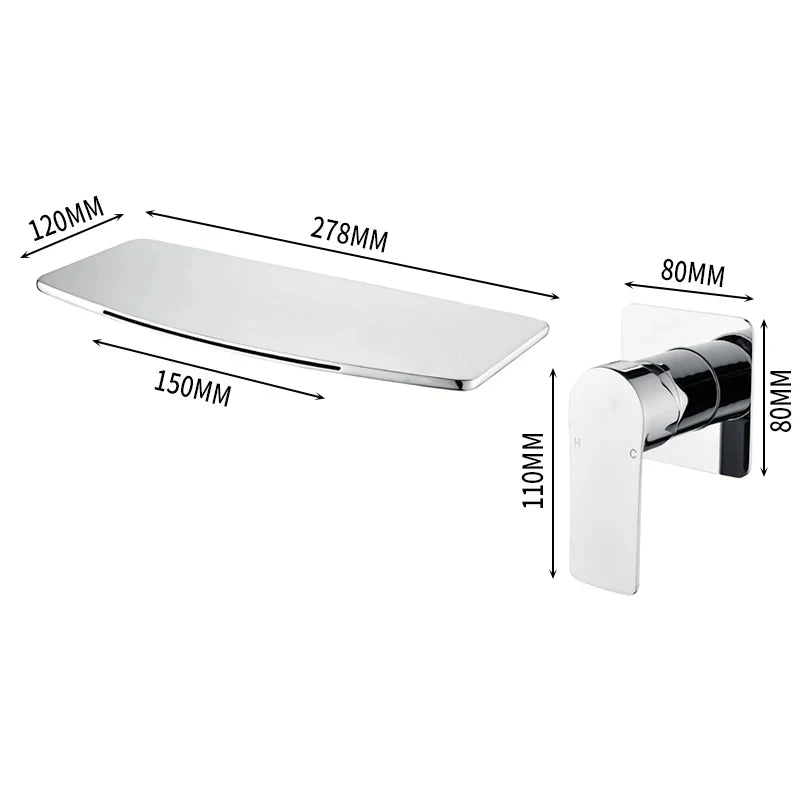 Wall-Mounted Waterfall Basin Faucet – Chrome Brass Single Handle