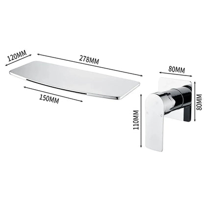 Wall-Mounted Waterfall Basin Faucet – Chrome Brass Single Handle