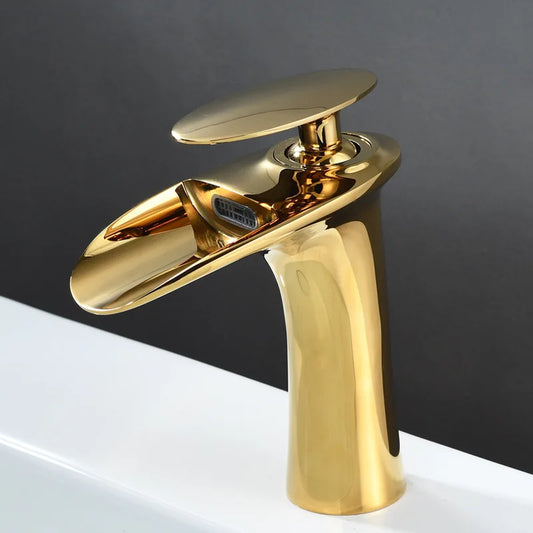 Antique Brass Waterfall Bathroom Faucet – Single Handle Basin Mixer Tap