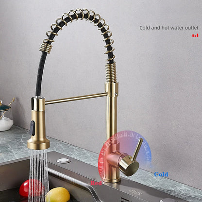Matte Black Pull-Out Kitchen Faucet 360° Mixer Tap
