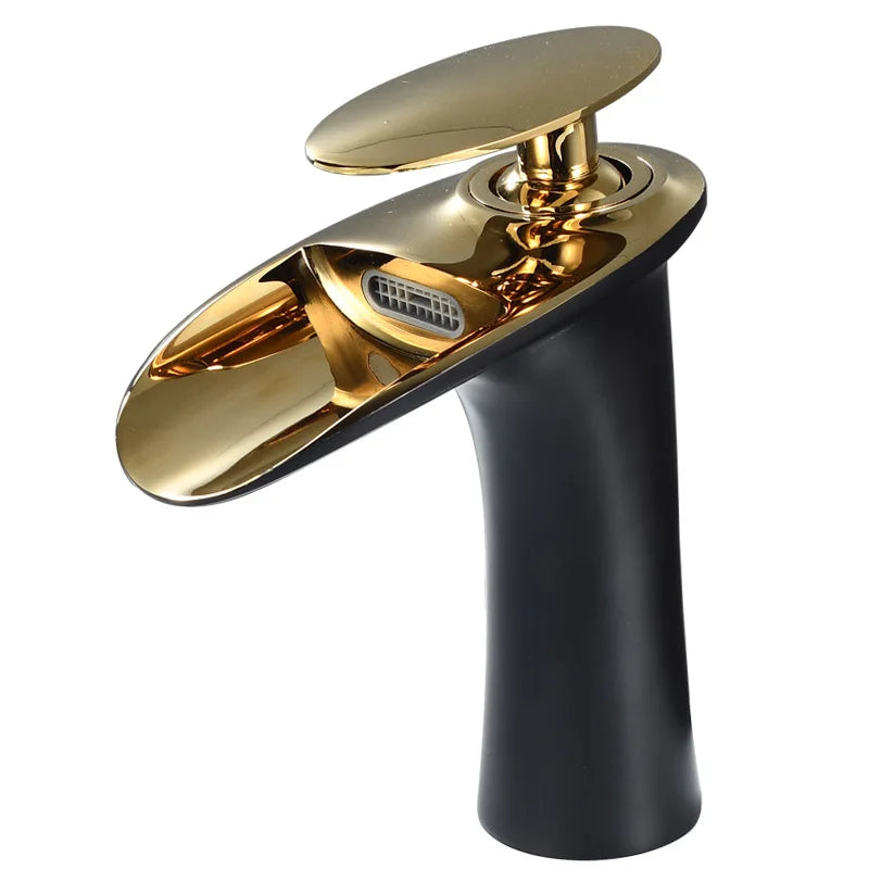 Antique Brass Waterfall Bathroom Faucet – Single Handle Basin Mixer Tap