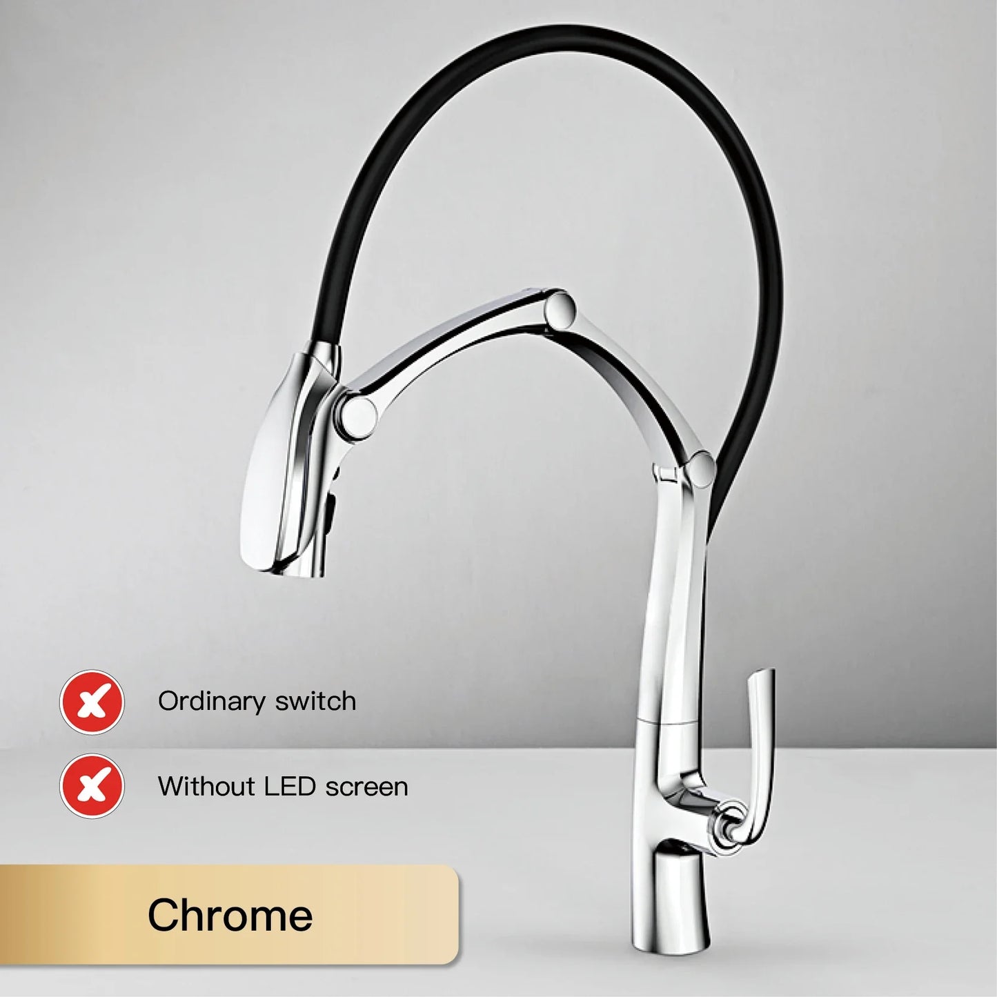 Luxury Gun Gray Brass Kitchen Faucet – Digital Touchless Pull-Out Mixer