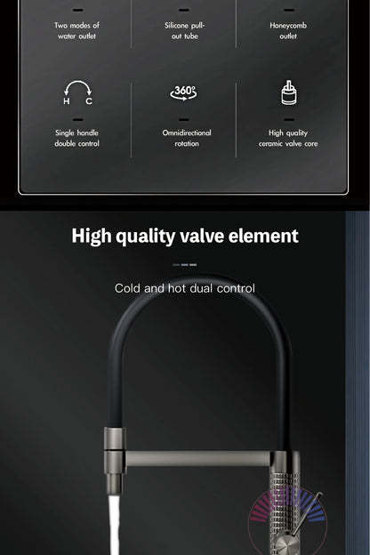 Aitana Black Brass Pull-Out Kitchen Faucet – Hot & Cold, Single Handle
