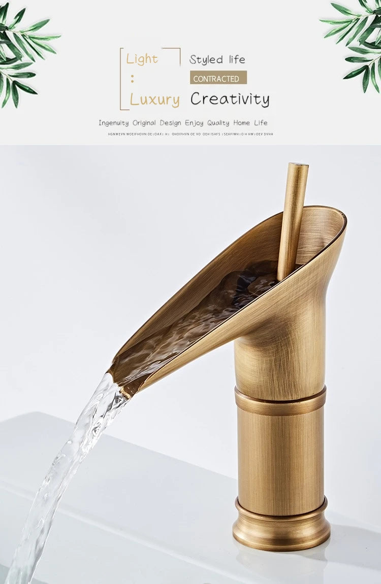 Luxury Waterfall Bathroom Basin Faucet – Hot & Cold, Single Lever