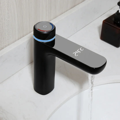 OUBONI Black Digital Display Basin Faucet – Hot & Cold Mixer, Modern Chrome Design