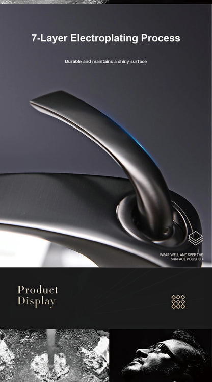 Chrome Luxury Brass Bathroom Vanity Faucet Modern Deck Mounted Basin Tap With Anti-Leak Ceramic Valve Hot/Cold Water Control