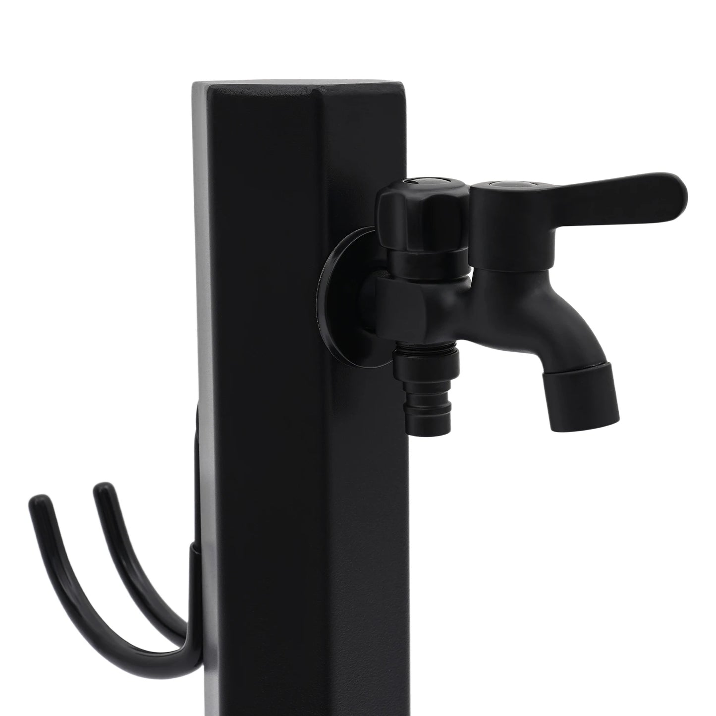 Hexagonal Outdoor Column Faucet 304 Steel Dual Outlet Floor Mount