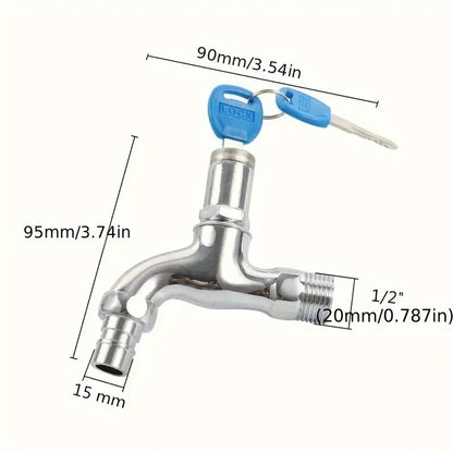 Lockable Outdoor Faucet 1/2 Inch Alloy Tap with Key Anti Theft