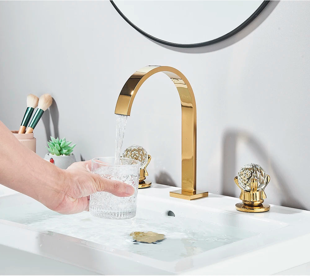 Brushed Gold Bathroom Basin Faucet Hot Cold Mixer Sink Tap