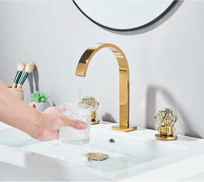 Brushed Gold Bathroom Basin Faucet Hot Cold Mixer Sink Tap