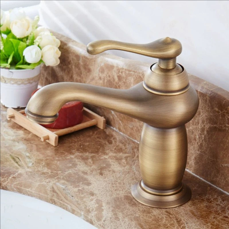 Luxury Europe style antique gold bathroom basin faucet Mixers Taps single handle magic lamp cold and hot water kitchen faucet