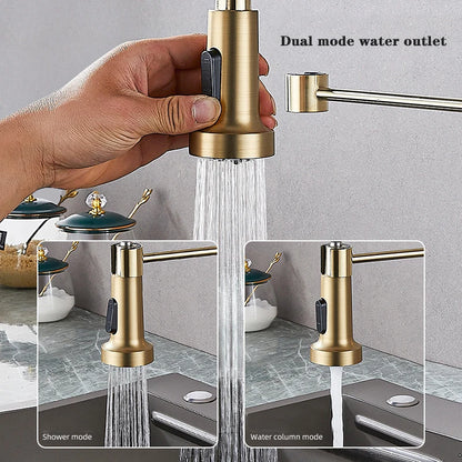 Matte Black Pull-Out Kitchen Faucet 360° Mixer Tap