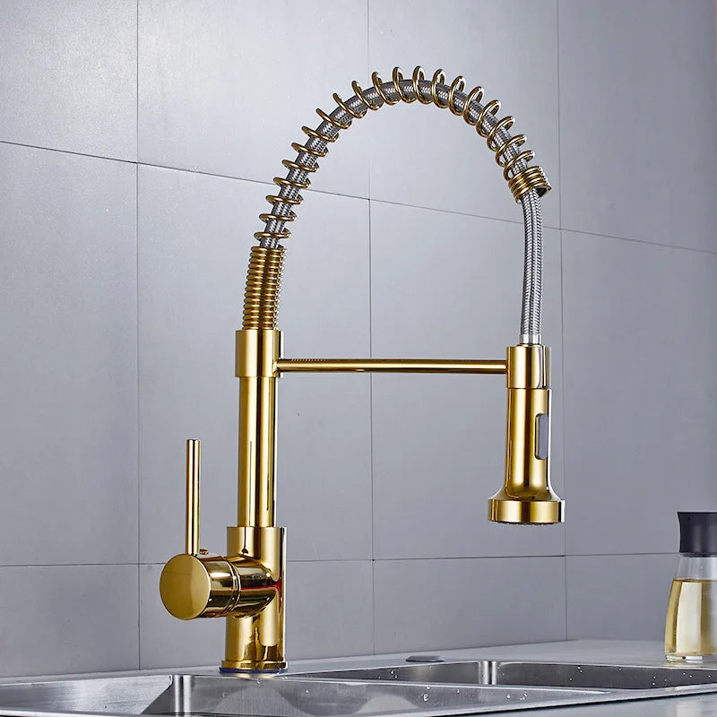 Matte Black Pull-Out Kitchen Faucet 360° Mixer Tap
