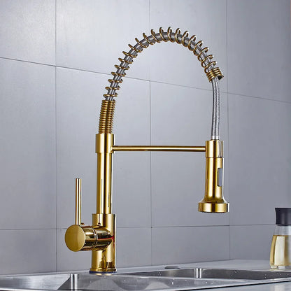 Matte Black Pull-Out Kitchen Faucet 360° Mixer Tap