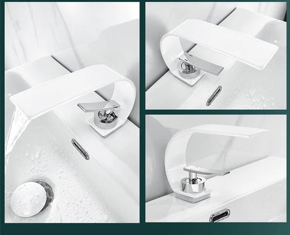 Waterfall Crescent Basin Faucet Hot Cold Bathroom Sink Mixer