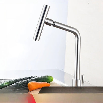 304 Stainless Steel Rotating Kitchen Faucet – Hot & Cold, Single Handle, Brushed Finish