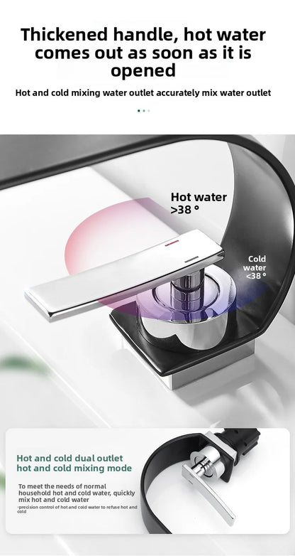 Waterfall Crescent Basin Faucet Hot Cold Bathroom Sink Mixer