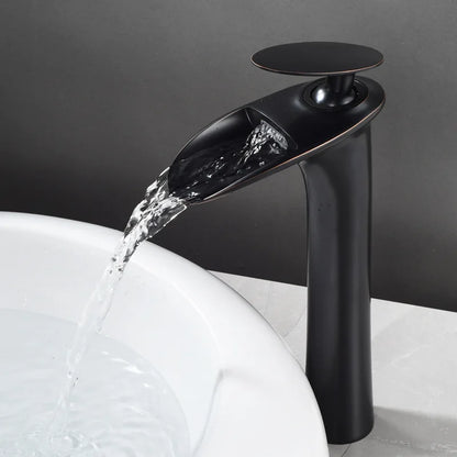 Antique Brass Waterfall Bathroom Faucet – Single Handle Basin Mixer Tap