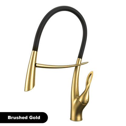 Gestan brass brushed gold kitchen faucet with touch switch design, single handle ceramic valve core, hot and cold water sink Tap