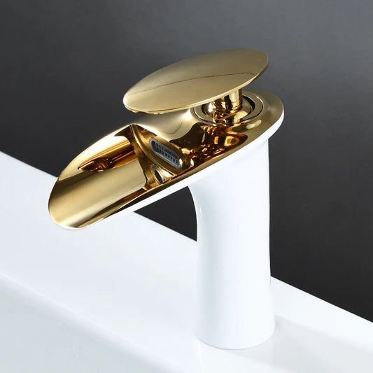 Antique Brass Waterfall Bathroom Faucet – Single Handle Basin Mixer Tap