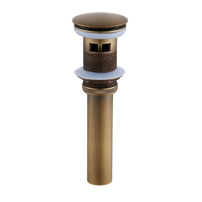 Bronze sink drain with overflow on a white background