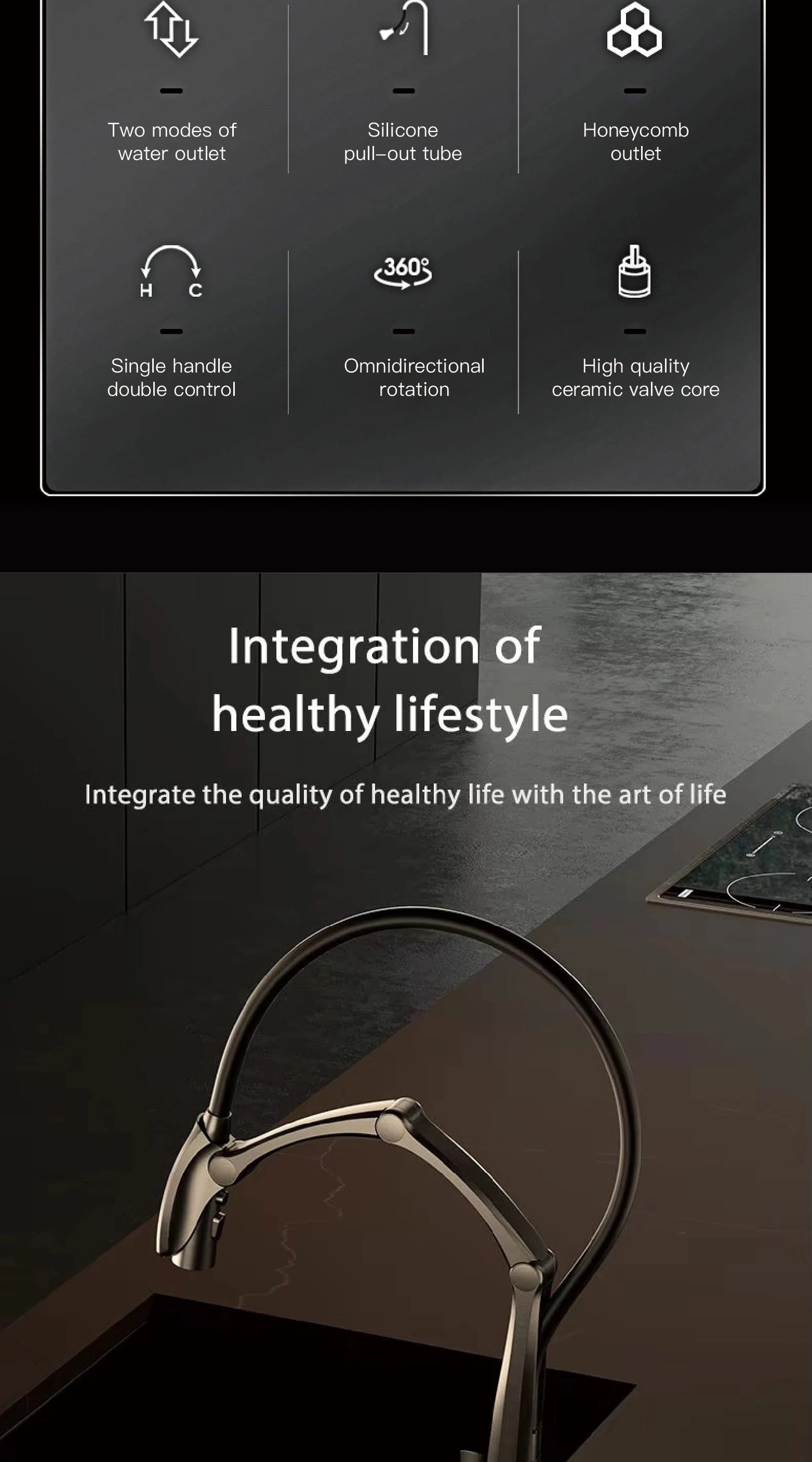 AITANA Gun Grey Touchless LED Kitchen Faucet – Pull-Out 3-Function Spray