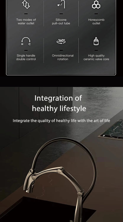 AITANA Gun Grey Touchless LED Kitchen Faucet – Pull-Out 3-Function Spray
