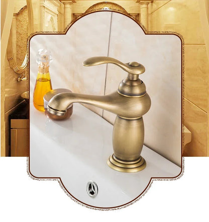 Luxury Europe style antique gold bathroom basin faucet Mixers Taps single handle magic lamp cold and hot water kitchen faucet