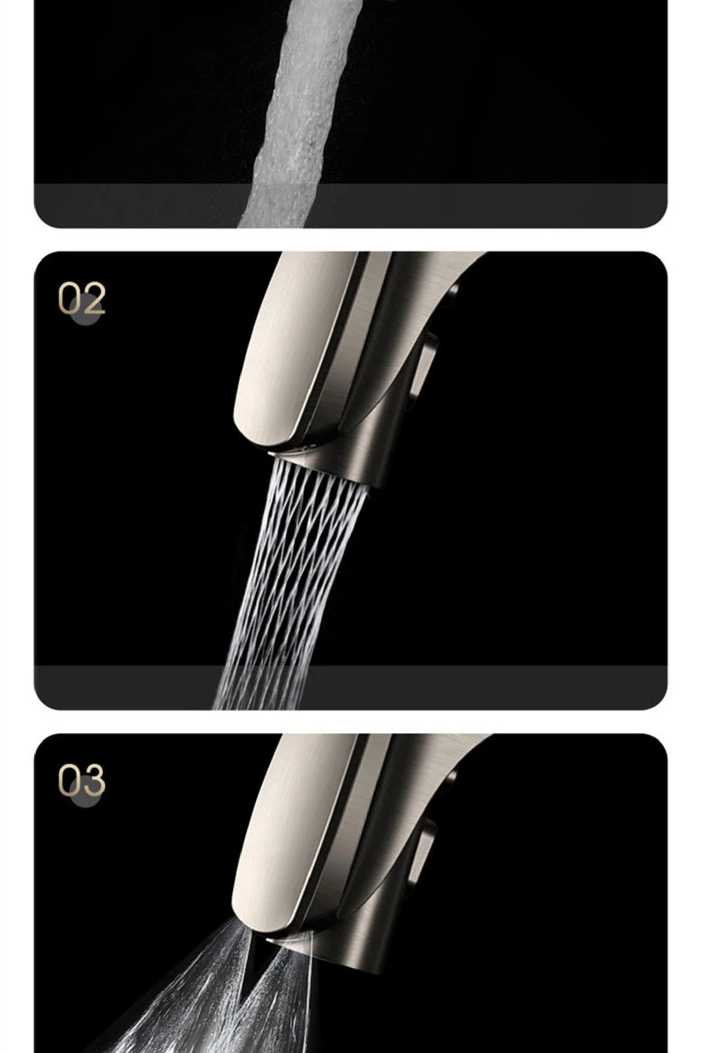 Luxury Gun Gray Brass Kitchen Faucet – Digital Touchless Pull-Out Mixer