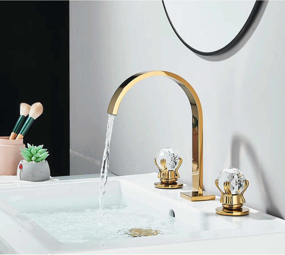 Brushed Gold Bathroom Basin Faucet Hot Cold Mixer Sink Tap
