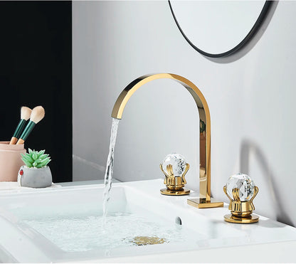 Brushed Gold Bathroom Basin Faucet Hot Cold Mixer Sink Tap