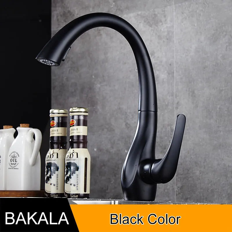 BAKALA Pull-Out Kitchen Faucet – Single Handle, 360° Swivel, Hot & Cold