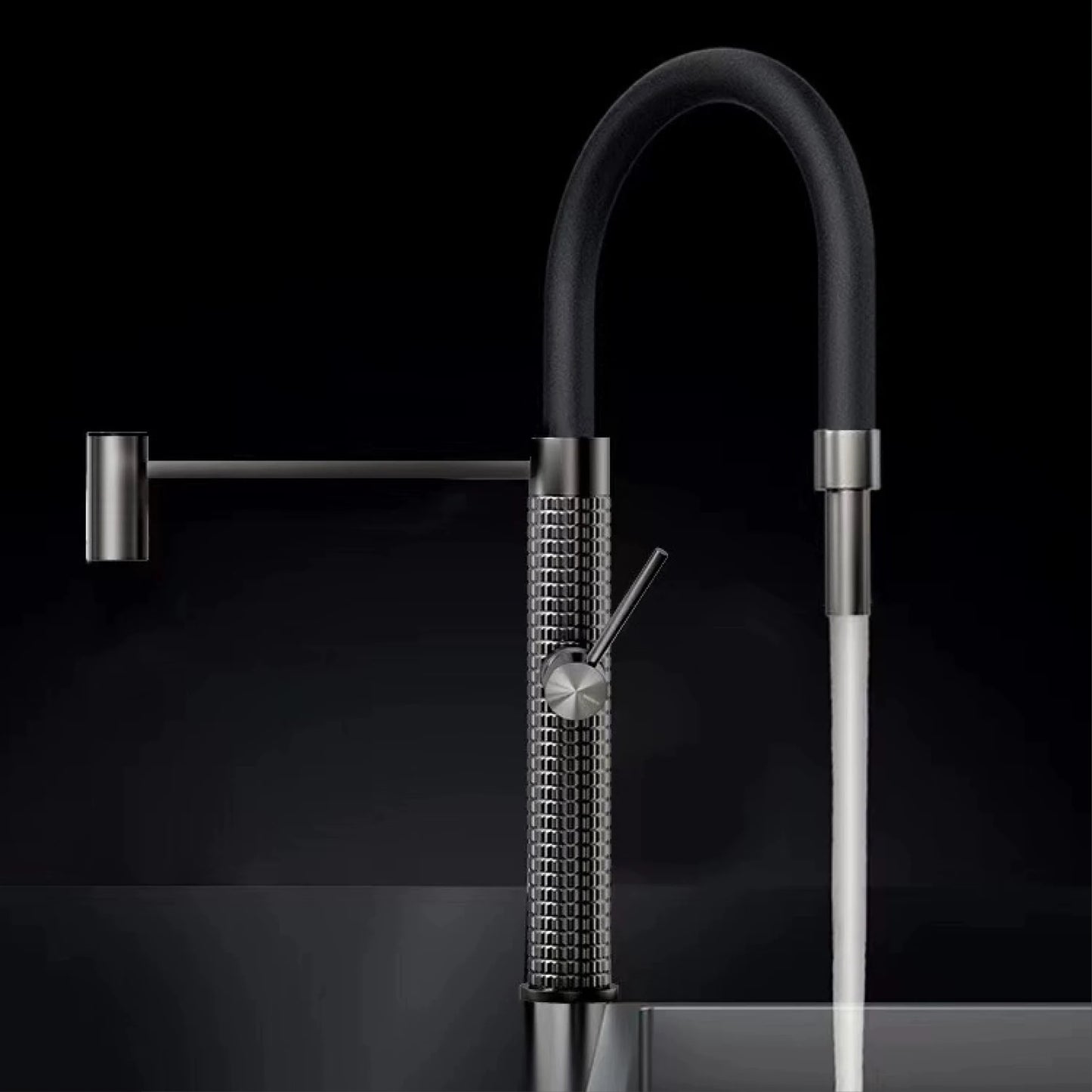 Aitana Black Brass Pull-Out Kitchen Faucet – Hot & Cold, Single Handle