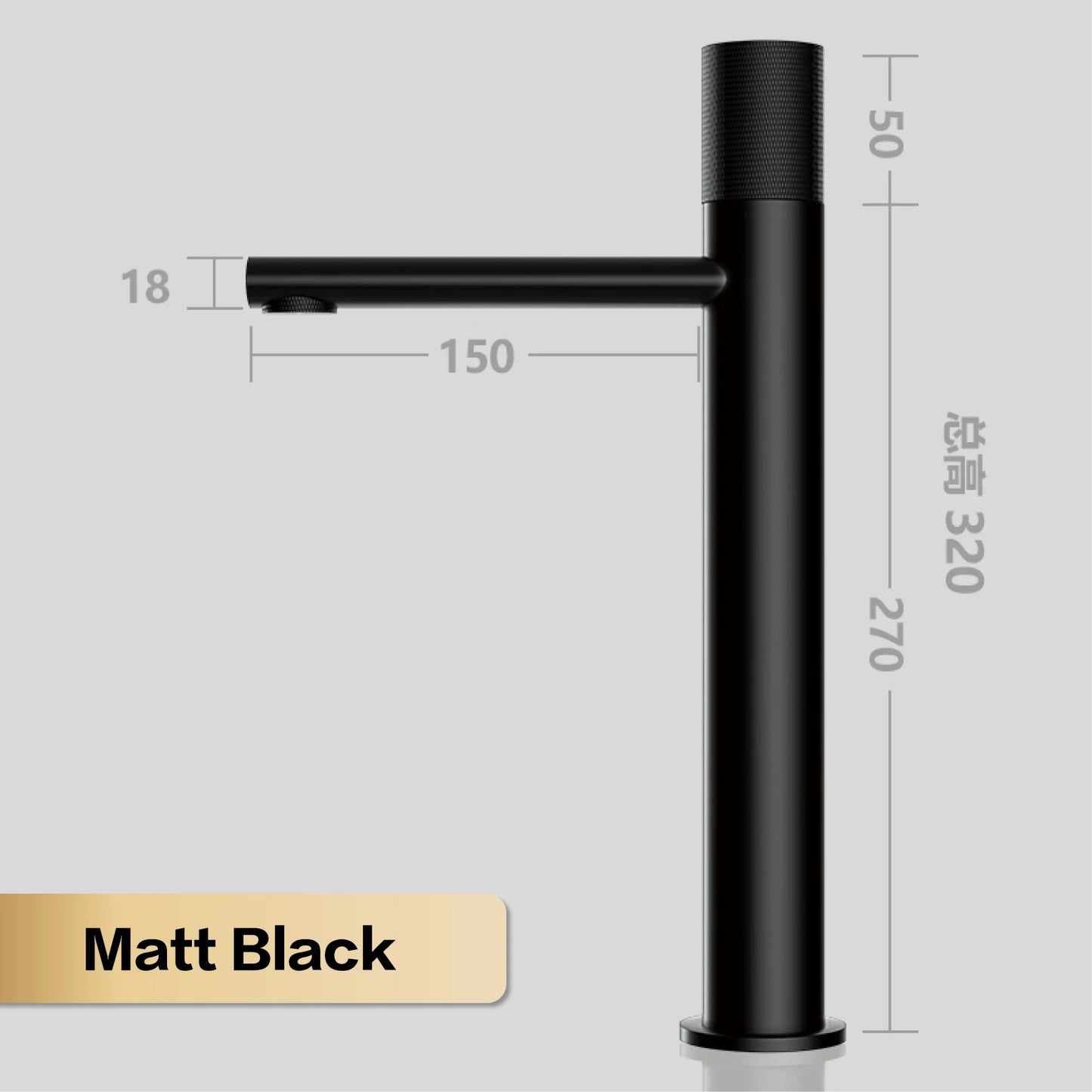 Aitana Black Brass Bathroom Faucet – Hot & Cold, Single Hole