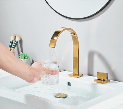 Brushed Gold Bathroom Basin Faucet Hot Cold Mixer Sink Tap