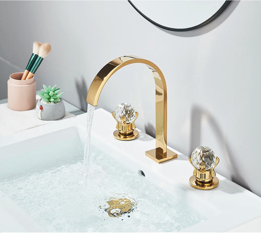 Brushed Gold Bathroom Basin Faucet Hot Cold Mixer Sink Tap