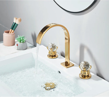 Brushed Gold Bathroom Basin Faucet Hot Cold Mixer Sink Tap