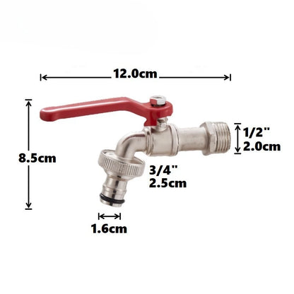 Zinc Alloy Double Spout Faucet Garden Balcony Water Splitter Tap