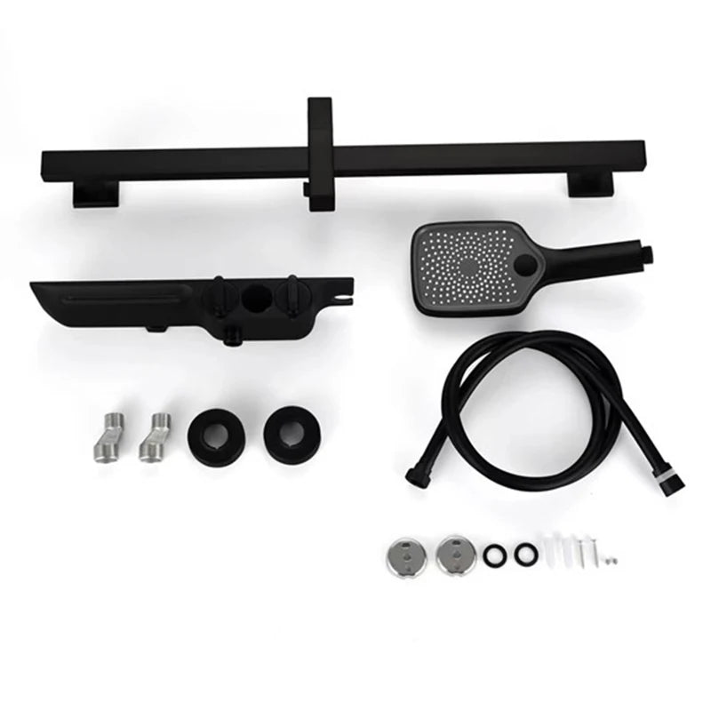 Wall-Mounted Bathtub Faucet with Temperature Display & Waterfall Shelf