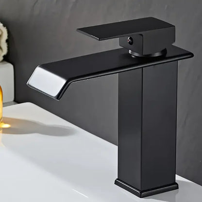 Luxury Glam Style Waterfall Bathroom Sink Faucet - 304 Stainless Steel, Cold and Hot Water Mixer Tap with Chrome Finish,