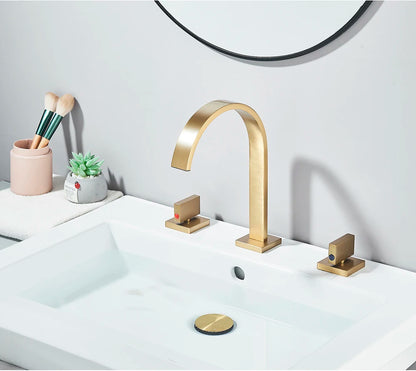 Brushed Gold Bathroom Basin Faucet Hot Cold Mixer Sink Tap