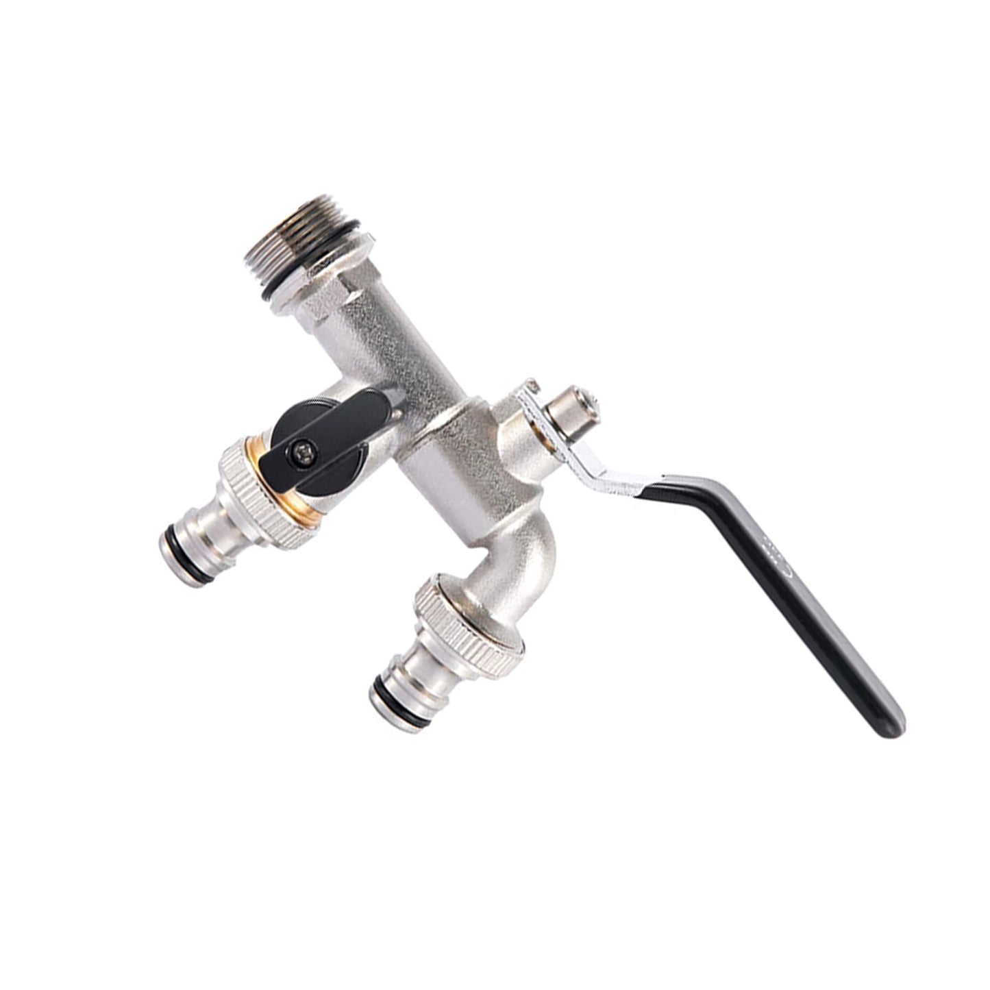 Brass Double Tap Faucet 3/4 Inch Dual Outlet Garden Valve Splitter