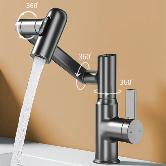 LED Digital Display Basin Faucet with 360° Rotating Sprayer