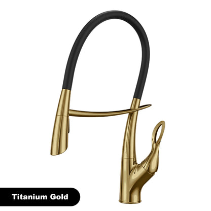 Gestan brass brushed gold kitchen faucet with touch switch design, single handle ceramic valve core, hot and cold water sink Tap