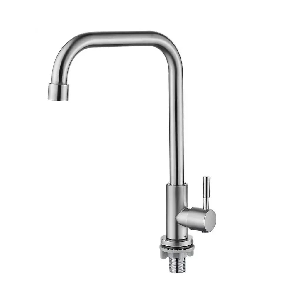 Stainless Steel Single Cold Kitchen Faucet – Single Handle, Deck Mounted