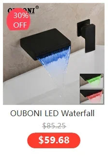 OUBONI Black Digital Display Basin Faucet – Hot & Cold Mixer, Modern Chrome Design