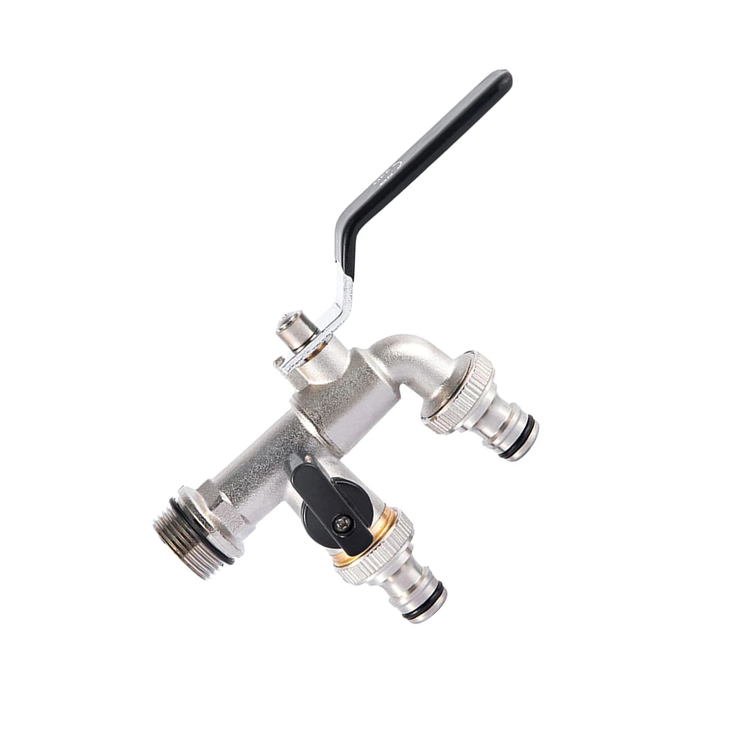 Brass Double Tap Faucet 3/4 Inch Dual Outlet Garden Valve Splitter