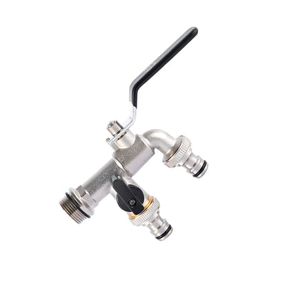 Brass Double Tap Faucet 3/4 Inch Dual Outlet Garden Valve Splitter