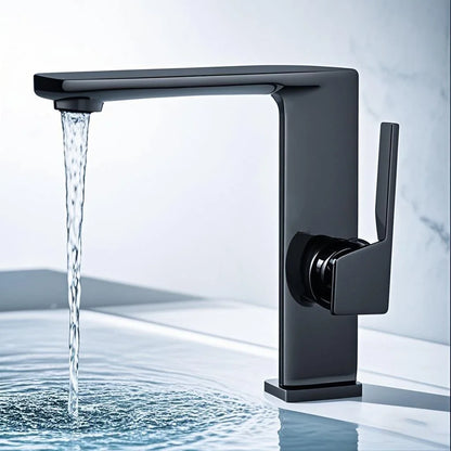 WJNMONE Matte Gray Brass Bathroom Basin Faucet – Hot & Cold
