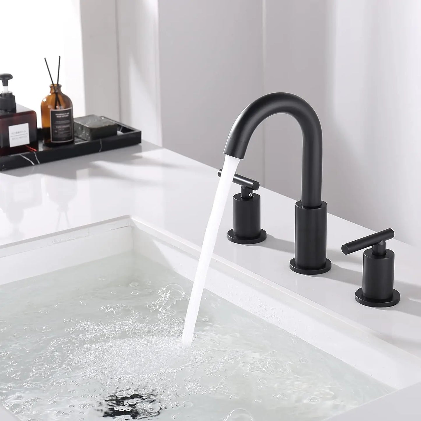 Solid Brass Bathroom Basin Faucet Dual Handle 3 Hole Tap